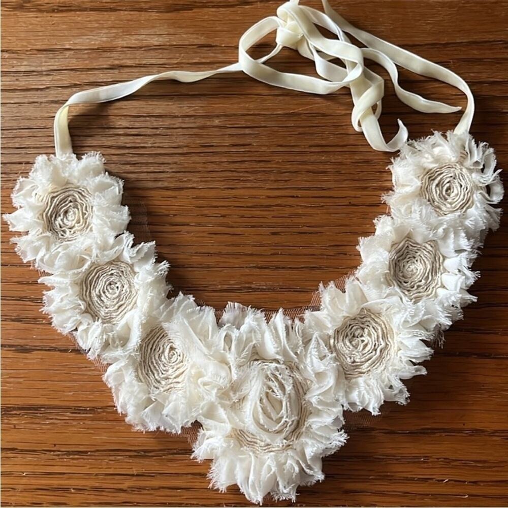 J.Crew taffeta necklace floral wedding flower‎ bib